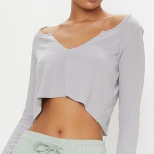 NWT Gray Long Sleeve Crop Top